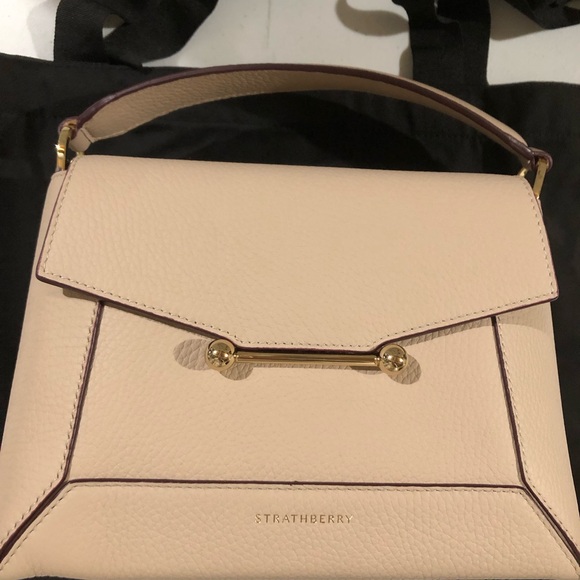 Strathberry Calf Leather Mosaic Top Handle Crossbody Bag in Oat Gold Hadware NWT - Picture 12 of 16